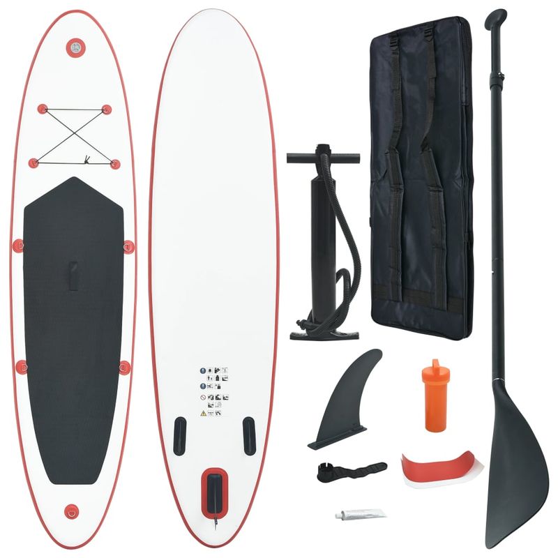 Sport si Outdoor - Sporturi acvatice - Sporturi pe placa - Stand up paddle - Set placa SUP, placa SUP surfing, rosu si alb, gonflabil - Infinity.ro