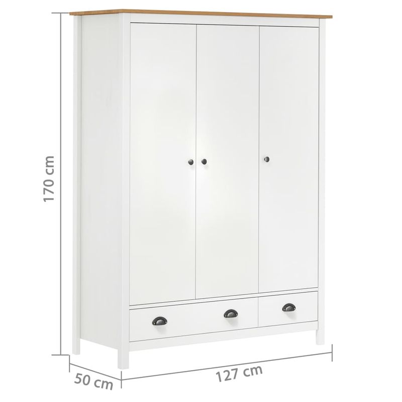 Casa si Gradina - Mobilier - Dulapuri si sifoniere - Sifoniere - Sifonier cu 3 usi Hill, alb, 127x50x170 cm, lemn masiv de pin - Infinity.ro