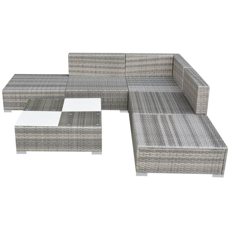 Casa si Gradina - Gradina si terasa - Mobilier exterior - Seturi mobila gradina - Set mobilier de gradina cu perne, 6 piese, gri, poliratan - Infinity.ro