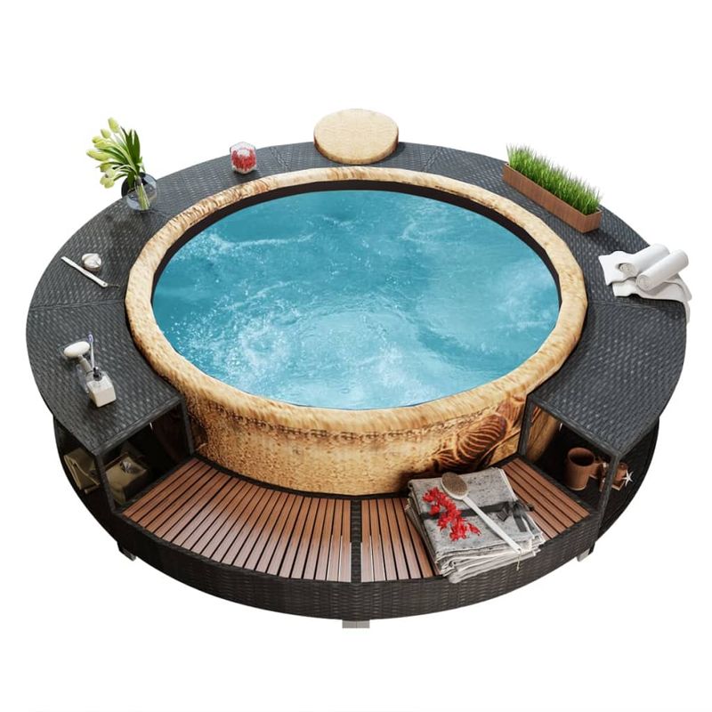 Casa si Gradina - Gradina si terasa - Piscine si accesorii - Accesorii piscine - Imprejmuire cada hidromasaj, negru, poliratan - Infinity.ro