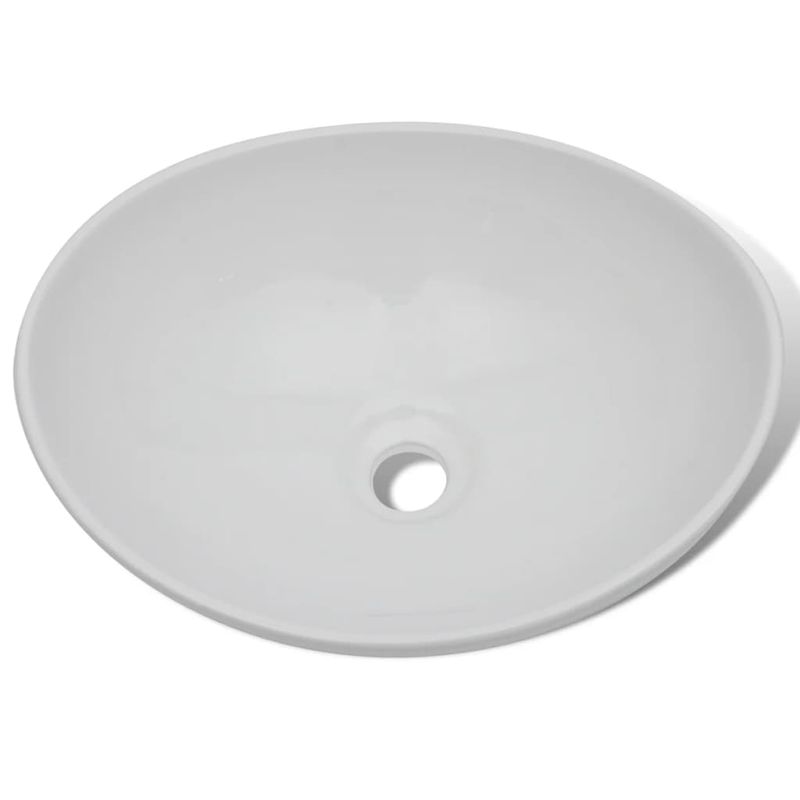 Casa si Gradina - Sanitare - Lavoar baie si accesorii - Lavoare si piedestale - Chiuveta de baie cu robinet mixer, ceramica, oval, alb - Infinity.ro
