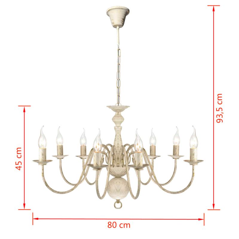 Casa si Gradina - Corpuri si surse de iluminat - Lustre si pendule - Candelabru alb de metal in stil antic 8 x becuri E14 - Infinity.ro