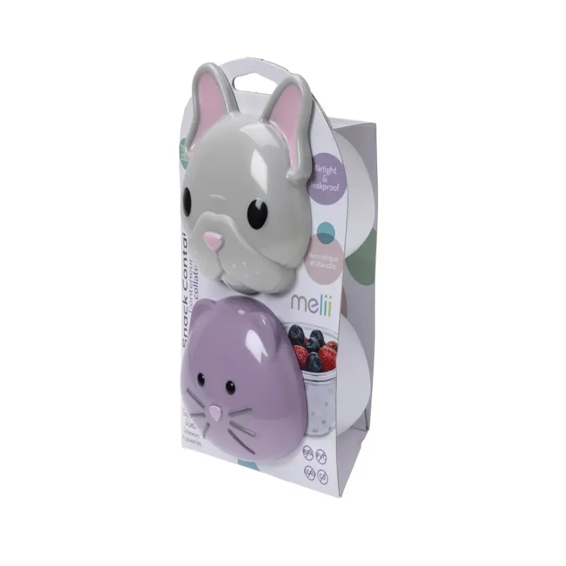 Jucarii, Copii si Bebe - Hrana si alaptare - Biberoane, suzete si accesorii hranire - Articole hranire bebelusi - Set 2 recipiente hrana bebe, melii, model bulldog&cat - Infinity.ro