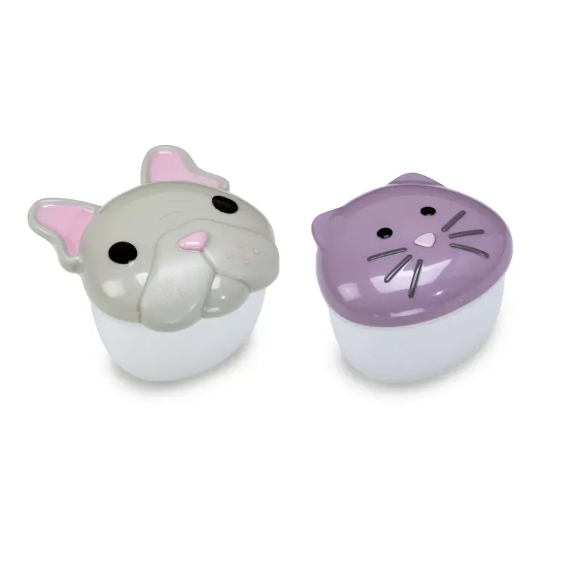 Jucarii, Copii si Bebe - Hrana si alaptare - Biberoane, suzete si accesorii hranire - Articole hranire bebelusi - Set 2 recipiente hrana bebe, melii, model bulldog&cat - Infinity.ro