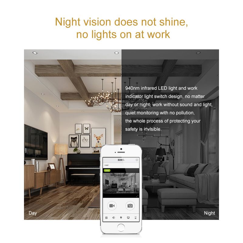 Laptop, Telefoane si Tablete - Wearables si gadgeturi - Gadgeturi - Dispozitive spionaj - Mini camera ascunsa cu microfon, WiFi, HD, night vision, unghi 70° - C2+ - Infinity.ro