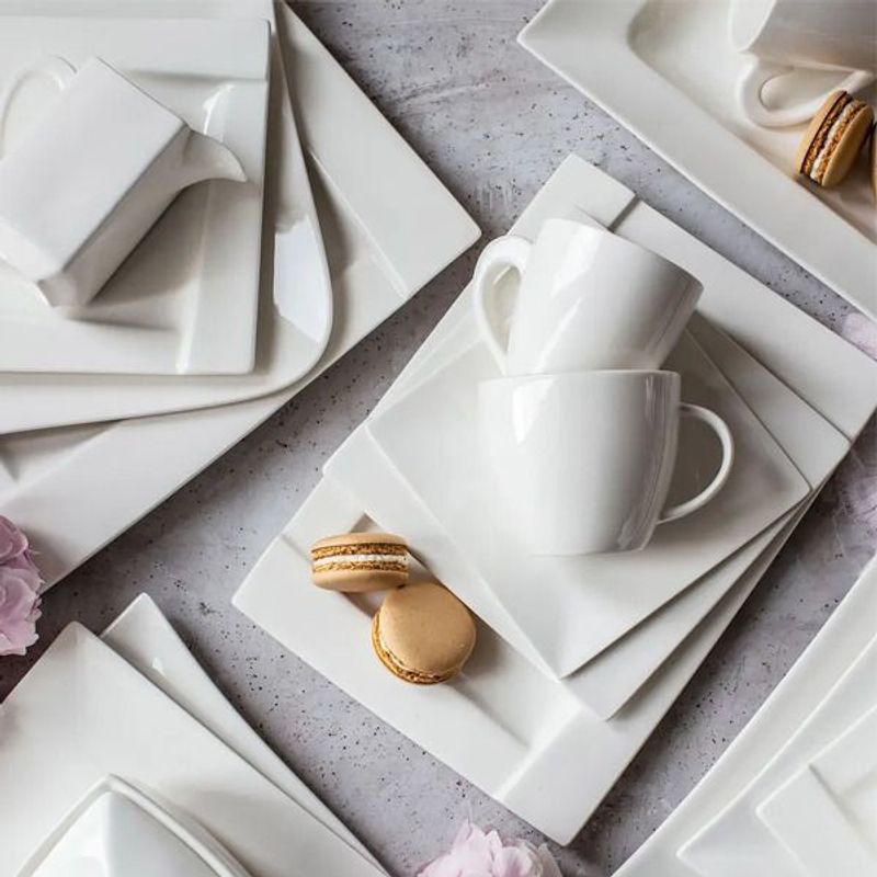 Casa si Gradina - Bucatarie si vesela - Vesela si tacamuri - Servicii de masa - Serviciu servire ceai sau cafea, 29 piese, 12 persoane, portelan, AMBITION Kubiko - Infinity.ro