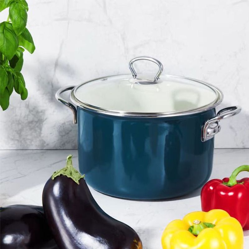 Casa si Gradina - Bucatarie si vesela - Vase pentru gatit - Oale si cratite - Oala emailata cu capac EMALIA OLKUSZ Optimum, 4.8 L, 24 cm, turcoaz - Infinity.ro