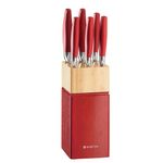 Casa si Gradina - Bucatarie si vesela - Vesela si tacamuri - Cutite si seturi de cutite - Set cutite, 7 piese, bloc lemn rosu, AMBITION Ombre - Infinity.ro