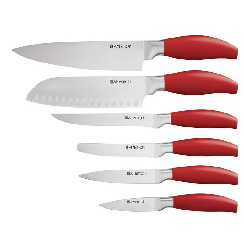 Casa si Gradina - Bucatarie si vesela - Vesela si tacamuri - Cutite si seturi de cutite - Set cutite, 7 piese, bloc lemn rosu, AMBITION Ombre - Infinity.ro