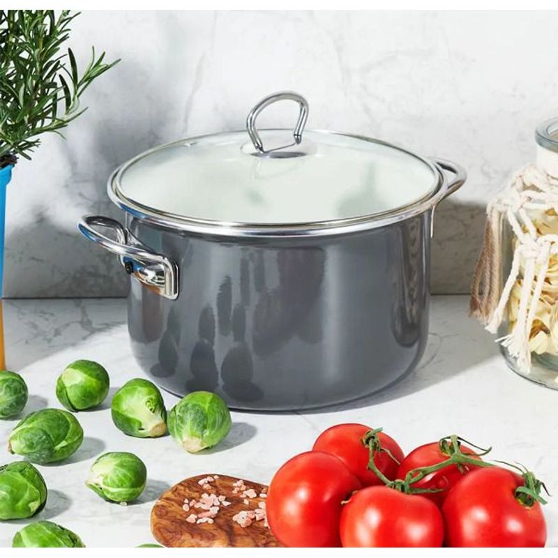 Casa si Gradina - Bucatarie si vesela - Vase pentru gatit - Oale si cratite - Oala emailata cu capac EMALIA OLKUSZ Optimum, 2.0 L, 18 cm, gri - Infinity.ro