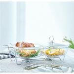 Casa si Gradina - Bucatarie si vesela - Vase pentru gatit - Vase termorezistente - Vas termorezistent cu incalzitor 2 x 2.5 L, suport si capac argintiu, chafing dish, AMBITION Helios - Infinity.ro