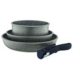 Casa si Gradina - Bucatarie si vesela - Vase pentru gatit - Tigai si seturi - Set tigai si oala cu maner detasabiL, 4 piese, invelis Qualum Basic Stone, AMBITION Silverstone - Infinity.ro