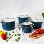 Casa si Gradina - Bucatarie si vesela - Vase pentru gatit - Oale si cratite - Oala emailata cu capac EMALIA OLKUSZ Optimum, 3.6 L, 22 cm, turcoaz - Infinity.ro