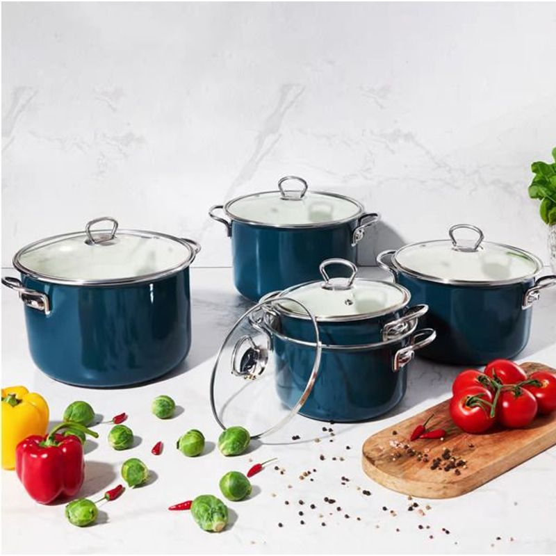 Casa si Gradina - Bucatarie si vesela - Vase pentru gatit - Oale si cratite - Oala emailata cu capac EMALIA OLKUSZ Optimum, 3.6 L, 22 cm, turcoaz - Infinity.ro