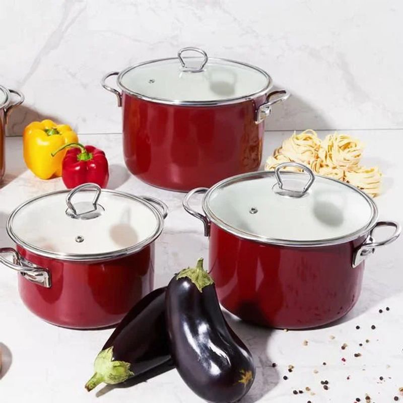 Casa si Gradina - Bucatarie si vesela - Vase pentru gatit - Oale si cratite - Oala emailata cu capac EMALIA OLKUSZ Optimum, 2.6 L, 20 cm, visiniu - Infinity.ro