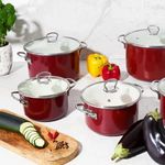 Casa si Gradina - Bucatarie si vesela - Vase pentru gatit - Oale si cratite - Oala emailata cu capac EMALIA OLKUSZ Optimum, 2.6 L, 20 cm, visiniu - Infinity.ro