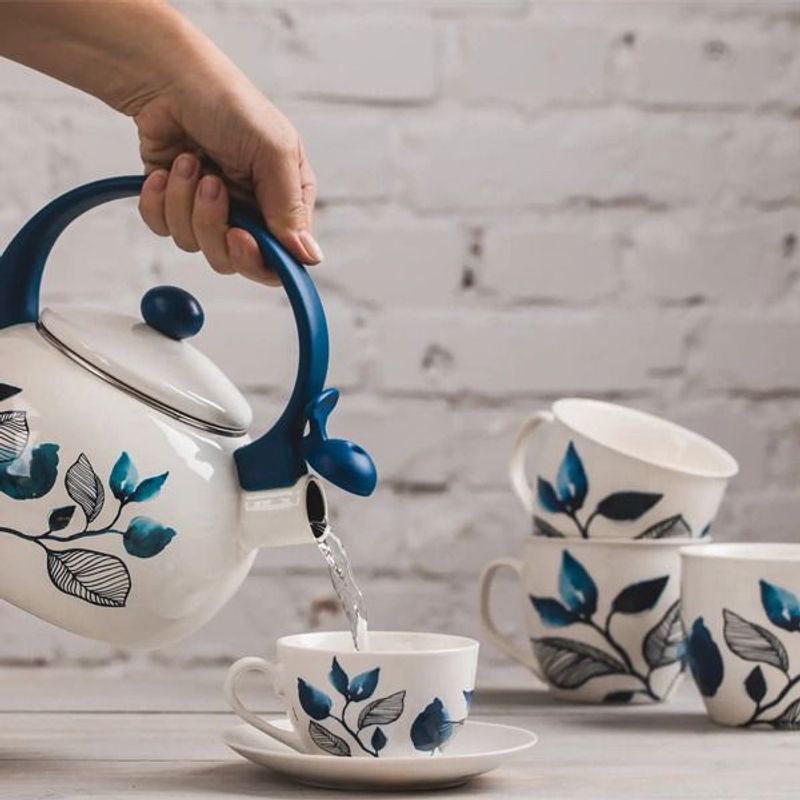 Casa si Gradina - Bucatarie si vesela - Vesela si tacamuri - Servicii de masa - Set servire ceai sau cafea, 12 piese, 6 persoane, portelan, AMBITION Blue Flower - Infinity.ro