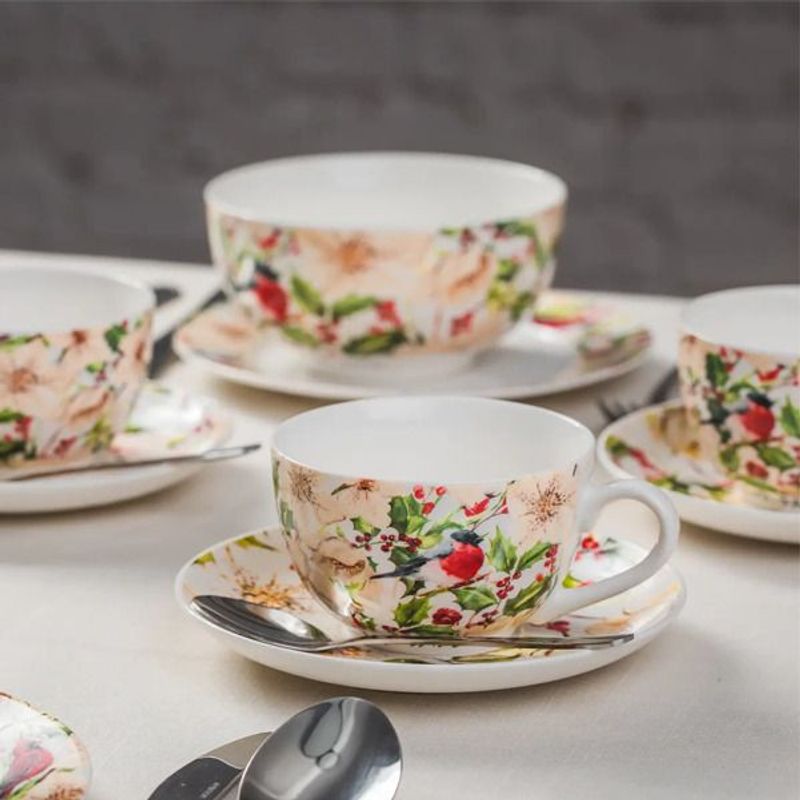 Casa si Gradina - Bucatarie si vesela - Vesela si tacamuri - Servicii de masa - Set servire ceai sau cafea, 12 piese, 6 persoane, portelan, AMBITION Botanic - Infinity.ro
