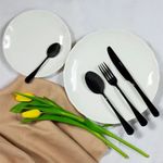 Casa si Gradina - Bucatarie si vesela - Vesela si tacamuri - Tacamuri si seturi - Set tacamuri inox, 24 piese, 6 persoane, negru, AMBITION Enna - Infinity.ro