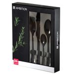 Casa si Gradina - Bucatarie si vesela - Vesela si tacamuri - Tacamuri si seturi - Set tacamuri inox, 24 piese, 6 persoane, negru, AMBITION Enna - Infinity.ro