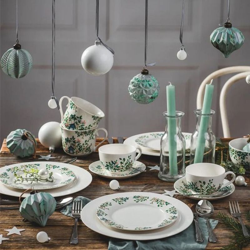 Casa si Gradina - Bucatarie si vesela - Vesela si tacamuri - Servicii de masa - Set servire ceai sau cafea, 12 piese, 6 persoane, portelan, AMBITION Greenery - Infinity.ro