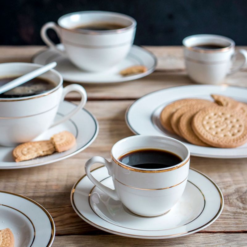 Casa si Gradina - Bucatarie si vesela - Vesela si tacamuri - Servicii de masa - Set servire ceai sau cafea, 12 piese, 6 persoane, portelan, AMBITION Aura Gold - Infinity.ro