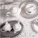 Casa si Gradina - Bucatarie si vesela - Vesela si tacamuri - Servicii de masa - Set servire ceai sau cafea, 12 piese, 6 persoane, portelan, AMBITION Aura Silver - Infinity.ro