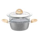 Casa si Gradina - Bucatarie si vesela - Vase pentru gatit - Oale si cratite - Oala cu capac si steamer 20 cm, 2.3 L, invelis Stone Effect, AMBITION Kenya - Infinity.ro