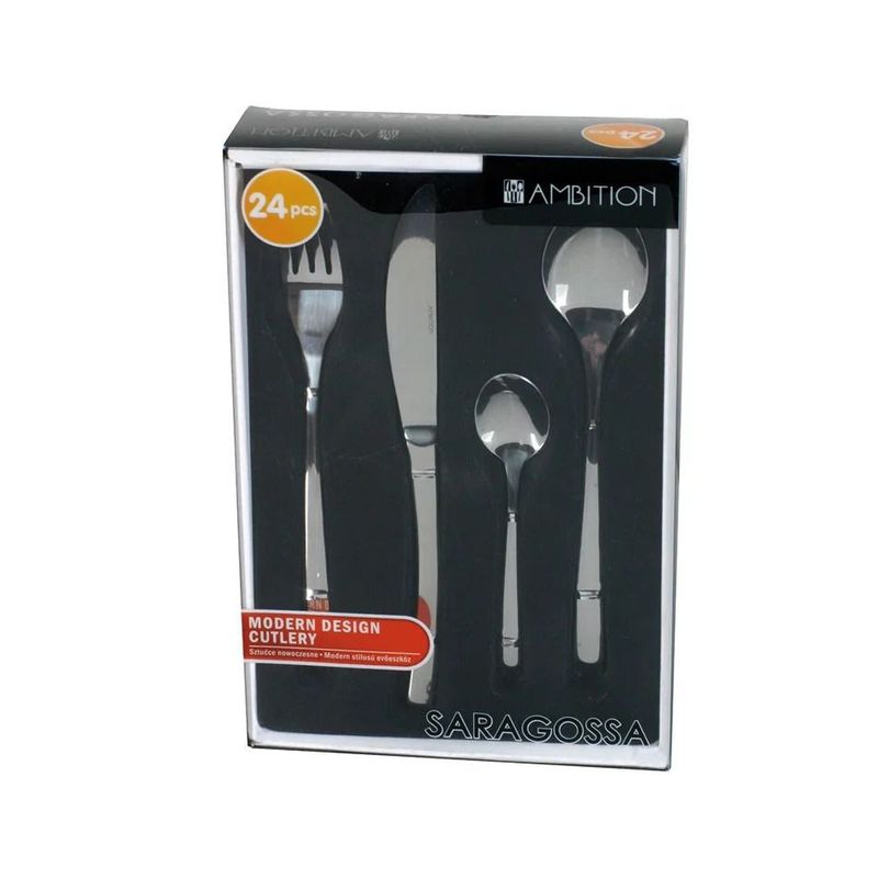 Casa si Gradina/Bucatarie si vesela/Vesela si tacamuri/Tacamuri si seturi - Set tacamuri inox, 24 piese, 6 persoane, AMBITION Saragossa - Infinity.ro
