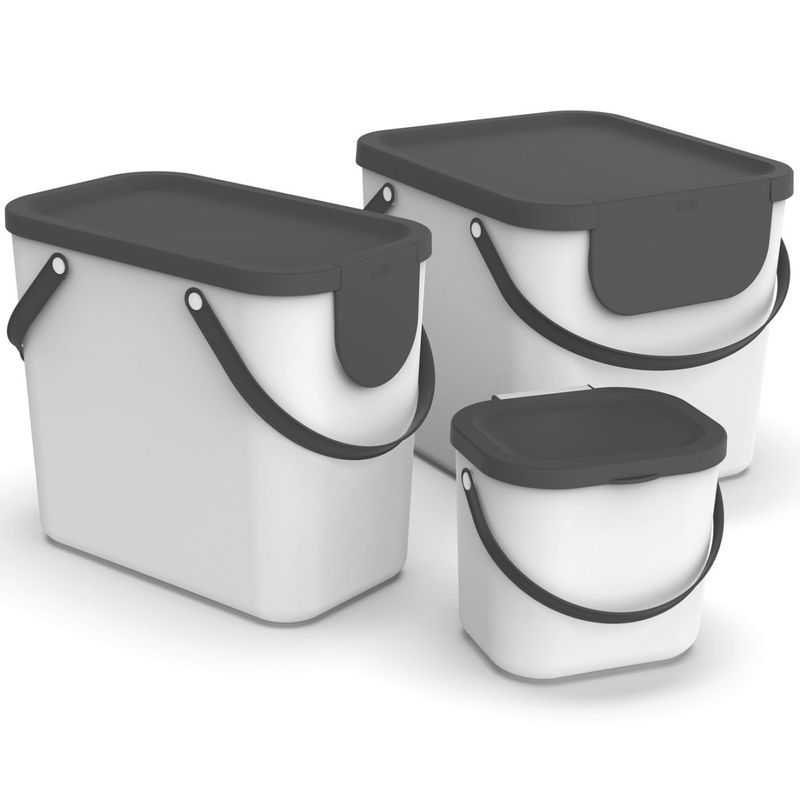 Casa si Gradina - Mobilier - Organizare si depozitare - Cosuri de gunoi - Cos colectare selectiva 40 L, plastic, alb, ROTHO Albula - Infinity.ro