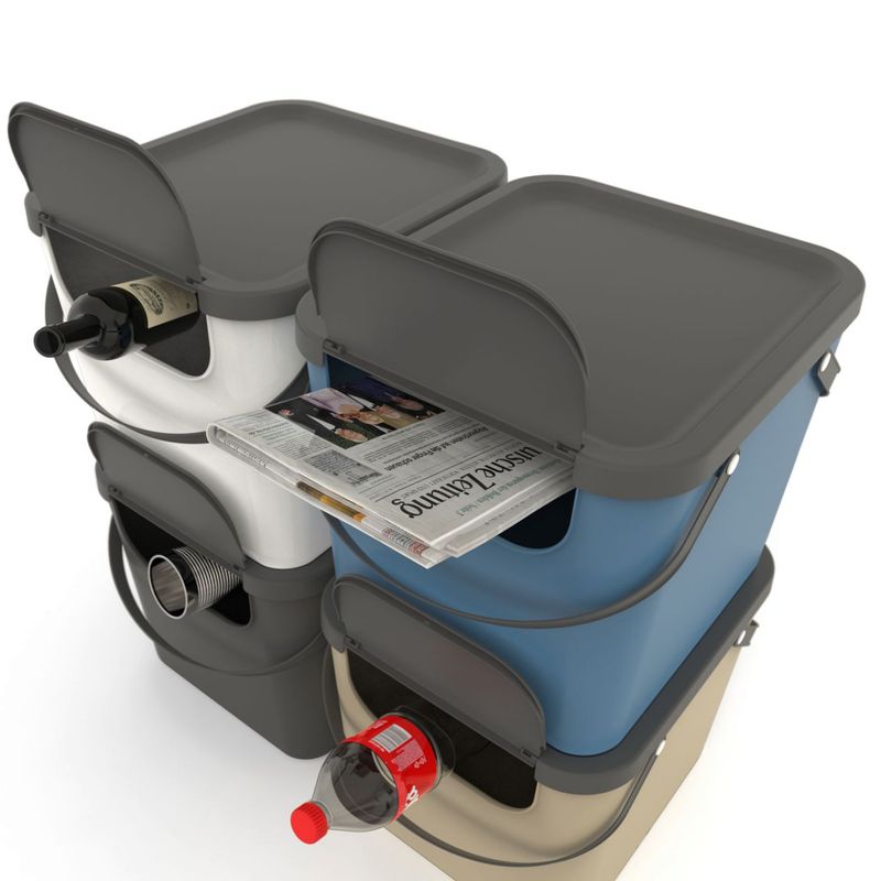 Casa si Gradina - Mobilier - Organizare si depozitare - Cosuri de gunoi - Cos colectare selectiva 40 L, plastic, alb, ROTHO Albula - Infinity.ro