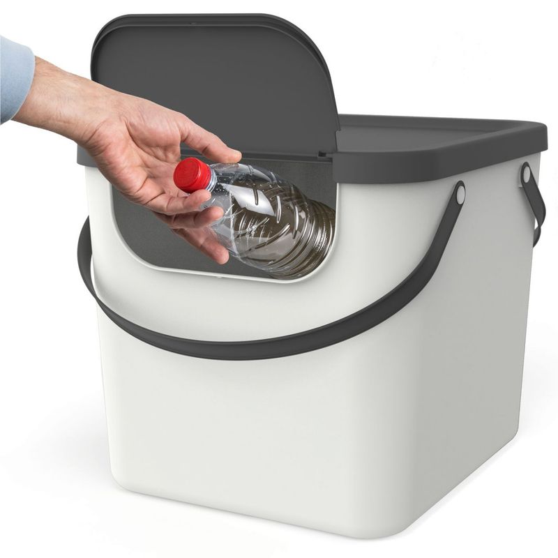 Casa si Gradina - Mobilier - Organizare si depozitare - Cosuri de gunoi - Cos colectare selectiva 40 L, plastic, alb, ROTHO Albula - Infinity.ro