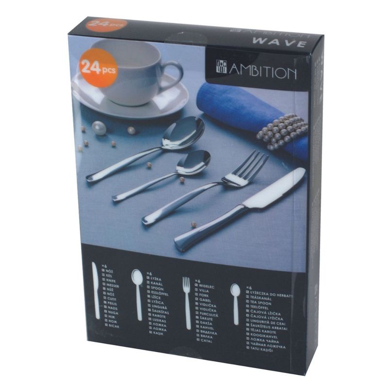Casa si Gradina - Bucatarie si vesela - Vesela si tacamuri - Tacamuri si seturi - Set tacamuri inox, 24 piese, 6 persoane, AMBITION Wave - Infinity.ro