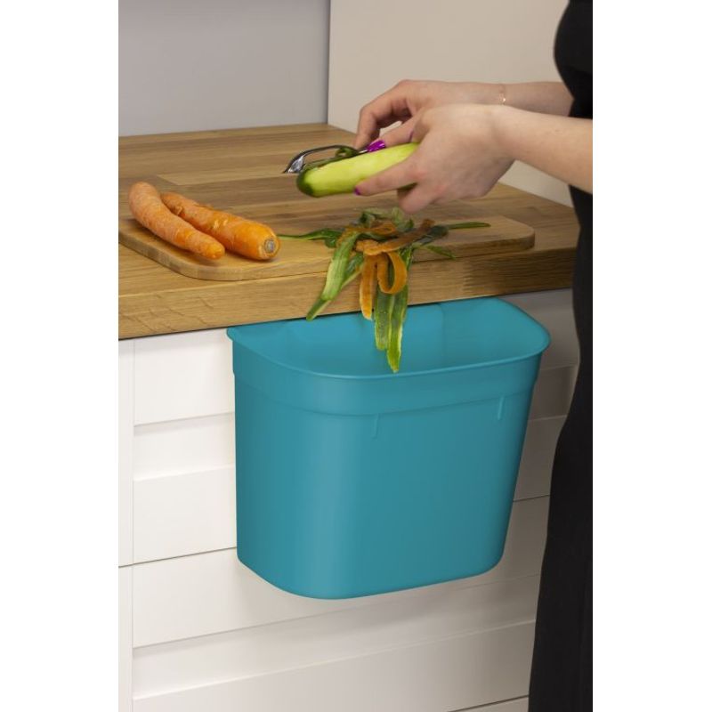 Casa si Gradina - Mobilier - Organizare si depozitare - Cosuri de gunoi - Cos de gunoi atasabil de dulap, 10 L, plastic, turcoaz, DOMOTTI Monti - Infinity.ro