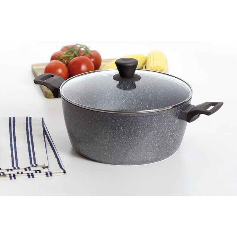 Casa si Gradina - Bucatarie si vesela - Vase pentru gatit - Oale si cratite - Oala cu capac AMBITION Silverstone, 24 cm, 4.1 L, invelis Qualum Basic Stone - Infinity.ro