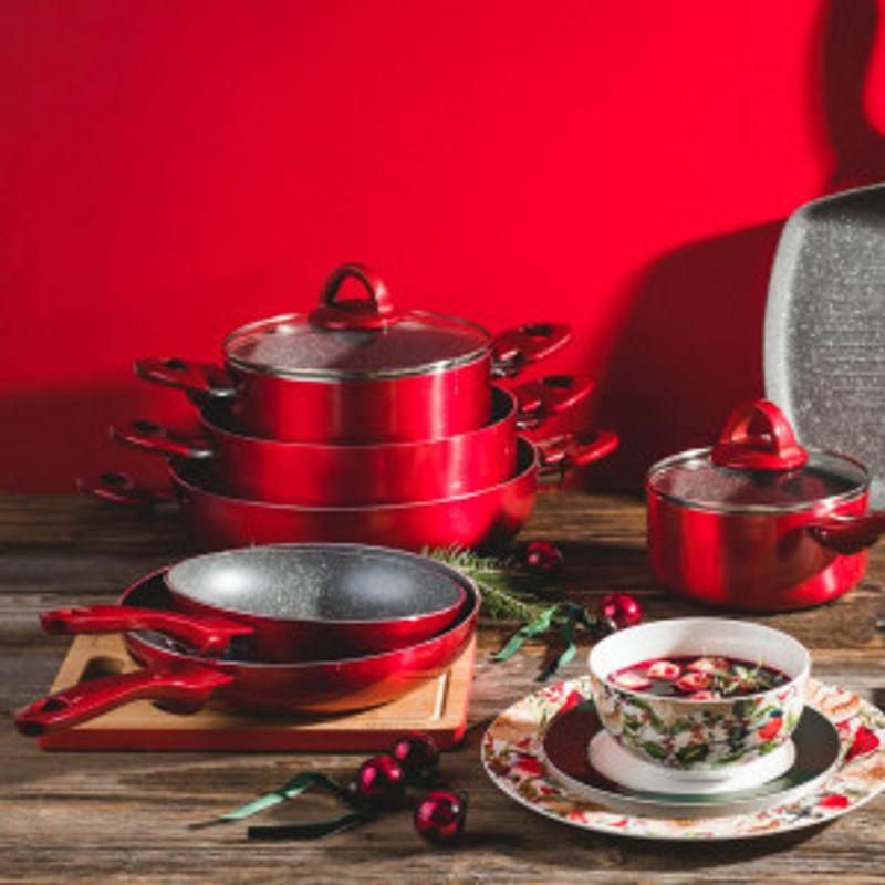 Casa si Gradina - Bucatarie si vesela - Vase pentru gatit - Oale si cratite - Oala cu capac AMBITION Jasper, 24 cm, 4.4 L, invelis Qualum Basic Stone - Infinity.ro