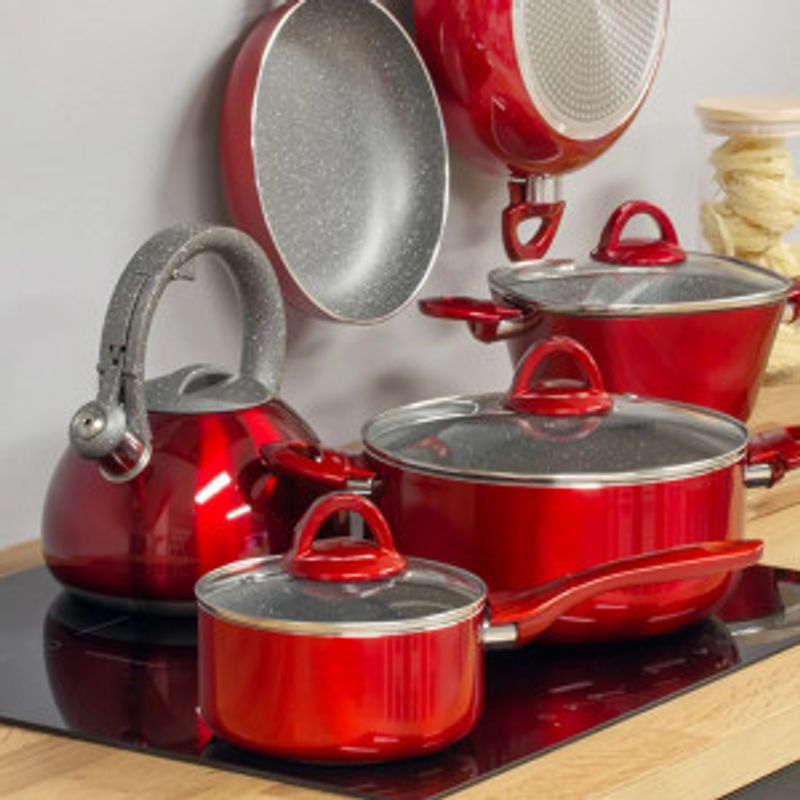 Casa si Gradina - Bucatarie si vesela - Vase pentru gatit - Oale si cratite - Oala cu capac AMBITION Jasper, 24 cm, 4.4 L, invelis Qualum Basic Stone - Infinity.ro