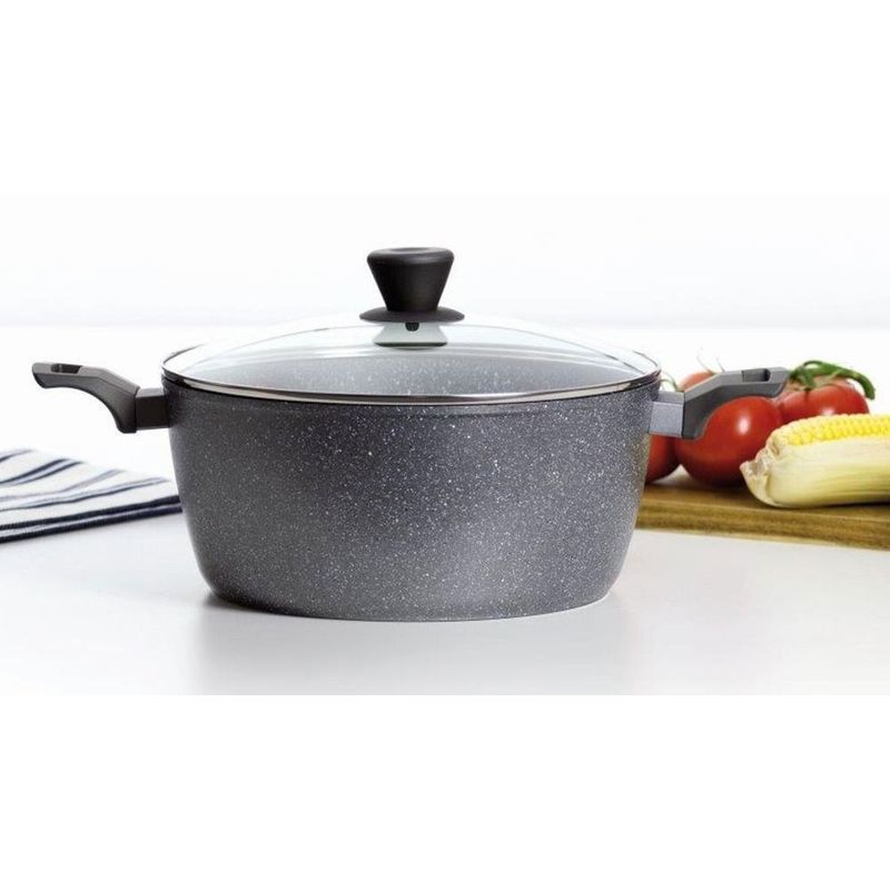 Casa si Gradina - Bucatarie si vesela - Vase pentru gatit - Oale si cratite - Oala cu capac AMBITION Silverstone, 20 cm, 2.3 L, invelis Qualum Basic Stone - Infinity.ro