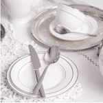 Casa si Gradina - Bucatarie si vesela - Vesela si tacamuri - Farfurii si boluri - Farfurie desert 16.5 cm, portelan, AMBITION Aura Silver - Infinity.ro