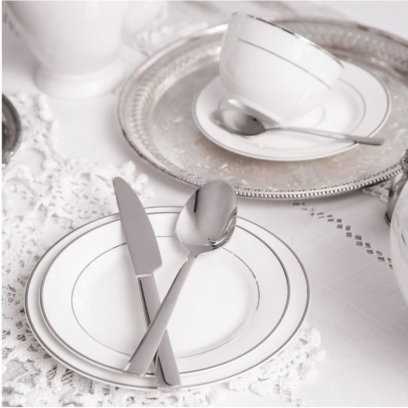 Casa si Gradina - Bucatarie si vesela - Vesela si tacamuri - Farfurii si boluri - Farfurie desert 16.5 cm, portelan, AMBITION Aura Silver - Infinity.ro