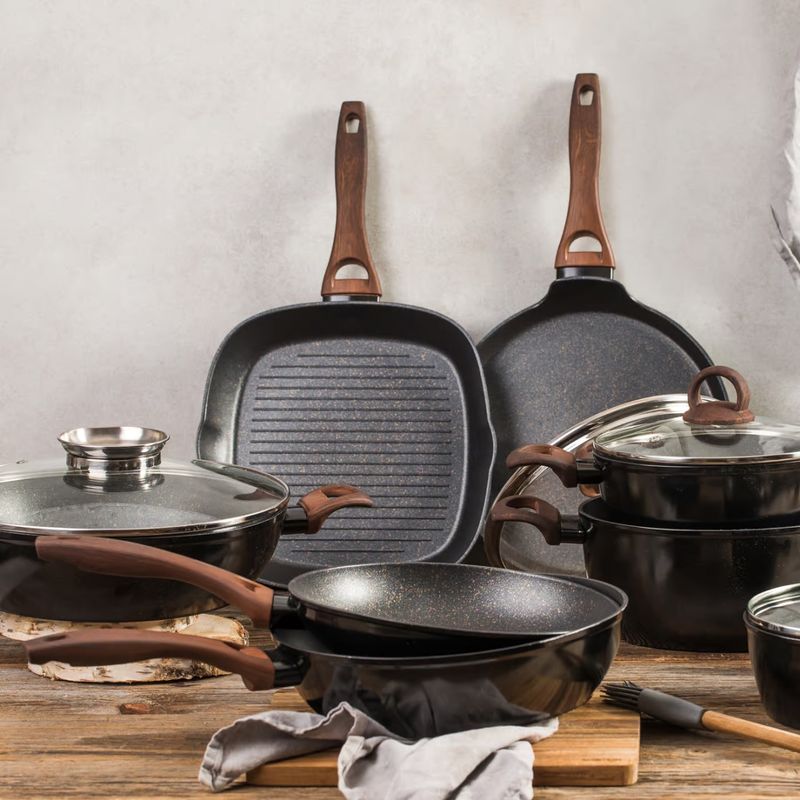 Casa si Gradina - Bucatarie si vesela - Vase pentru gatit - Oale si cratite - Cratita cu capac AMBITION Darkwood, 16 cm, 1.6 L, invelis Qualum Basic Stone Edition - Infinity.ro