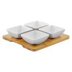 Casa si Gradina - Bucatarie si vesela - Vesela si tacamuri - Farfurii si boluri - Set boluri patrate, 5 piese, portelan alb, AMBITION Natural - Infinity.ro