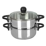 Casa si Gradina - Bucatarie si vesela - Vase pentru gatit - Oale si cratite - Oala inox cu capac si steamer 20 cm, 1.5 L, 3 piese, AMBITION Vikos - Infinity.ro