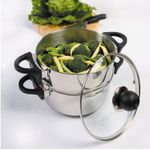 Casa si Gradina - Bucatarie si vesela - Vase pentru gatit - Oale si cratite - Oala inox cu capac si steamer 20 cm, 1.5 L, 3 piese, AMBITION Vikos - Infinity.ro