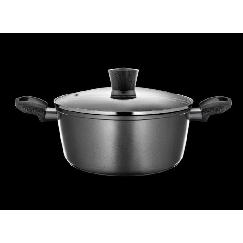 Casa si Gradina - Bucatarie si vesela - Vase pentru gatit - Oale si cratite - Oala cu capac 20 cm, 2.3 L, invelis Qualum Basic Stone, AMBITION Loft - Infinity.ro