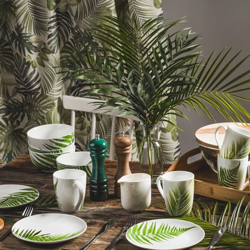 Casa si Gradina - Bucatarie si vesela - Vesela si tacamuri - Farfurii si boluri - Bol portelan salata 14 cm, model palmier, AMBITION Pura Vida - Infinity.ro