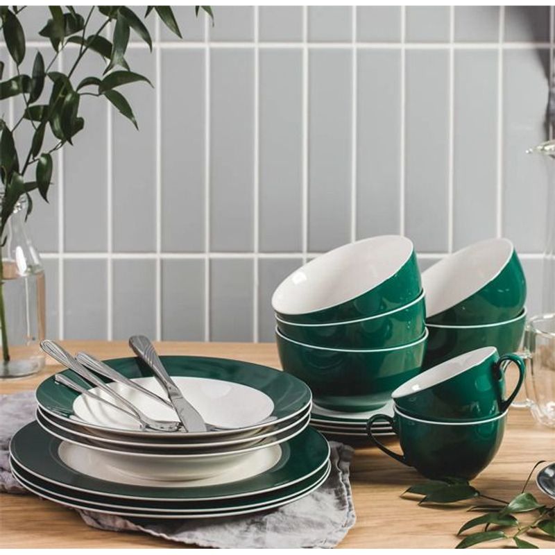 Casa si Gradina - Bucatarie si vesela - Vesela si tacamuri - Farfurii si boluri - Farfurie adanca 23 cm, portelan, AMBITION Aura Green - Infinity.ro