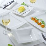 Casa si Gradina - Bucatarie si vesela - Vesela si tacamuri - Platouri de bucatarie - Platou servire 25 x 18 cm, portelan alb, AMBITION Kubiko - Infinity.ro