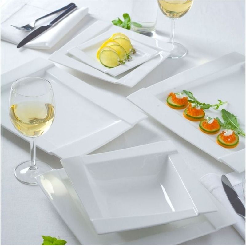 Casa si Gradina - Bucatarie si vesela - Vesela si tacamuri - Platouri de bucatarie - Platou servire 25 x 18 cm, portelan alb, AMBITION Kubiko - Infinity.ro