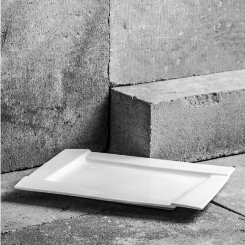 Casa si Gradina - Bucatarie si vesela - Vesela si tacamuri - Platouri de bucatarie - Platou servire 25 x 18 cm, portelan alb, AMBITION Kubiko - Infinity.ro